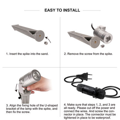 暖かい白 3W 屋外 スパイクスポットライト IP65 LED 景観 庭園 庭灯