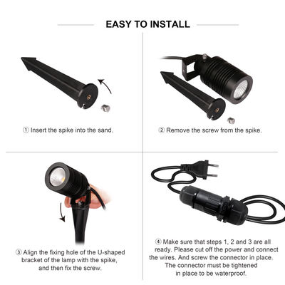 COB 景観照明 調整可能 10W 24V または 100~240VAC RGBW アルミニウムボディ 4in1 Yard Pathway