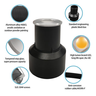 IP67 イングラウンドライト ミニ埋葬ライト 12V 24V ホットホワイト DIA45MM レンズのない冷凍ガラス