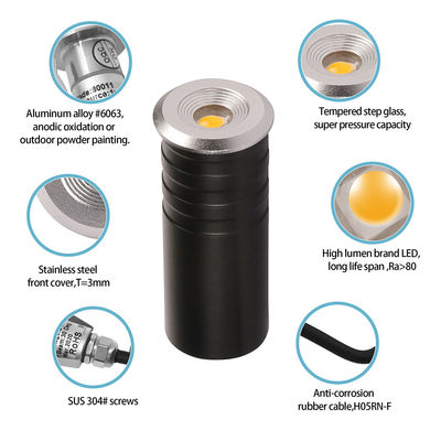 ミニ IP67 1W CREE XPE LED 単色 敷地内照明 室外 埋葬 ランプ 階段 ステップ ライト