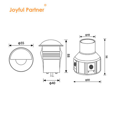 片側通行ミニLED埋込ライト DC 24V ステンレス鋼316 フロストガラス 半シェーディングカバー