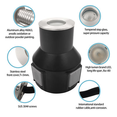 3W IP67 庭の階段ライト RGB3in1 アルミホッシング 2 年間の保証付きのステンレスステールフロントカバー