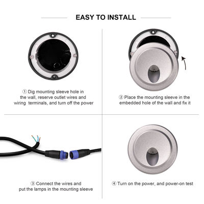 屋外埋め込み型壁ライト IP65 防水 キャストアルミニウムハウジング LED 3000K 階段用