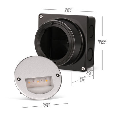 アリミニアム 屋外 LED ステップライト IP65 丸いカバー 方形 スリーブ 壁階段