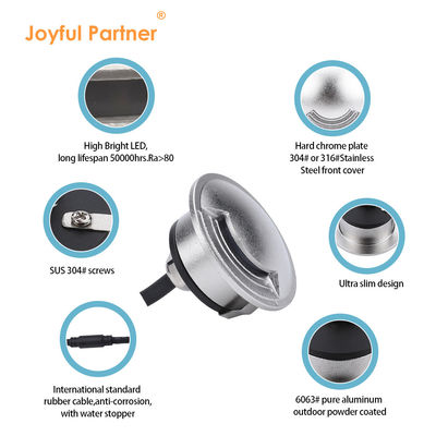 2W IP67 LED 室内照明 超薄直径 55mm SMD LED ウォークオーバーライト アルミホイジング