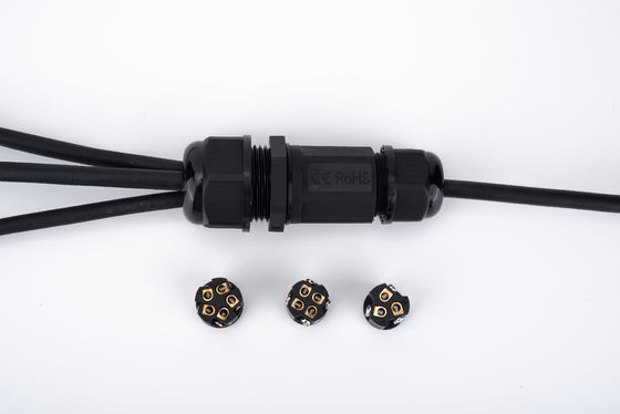 IP68 迅速コネクタ 防水 1 イン 2 アウト ブラック カラー 地下ケーブルジャンクションボックス