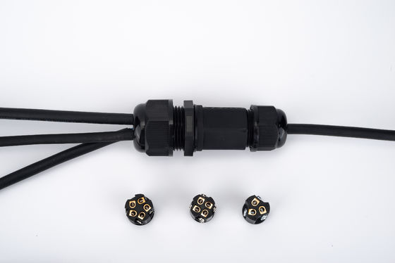 IP68 迅速コネクタ 防水 1 イン 2 アウト ブラック カラー 地下ケーブルジャンクションボックス