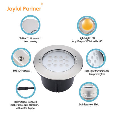 工場直属 IP68 防水ステンレス鋼 316L 潜水プールライト 12W LED内地アップライト