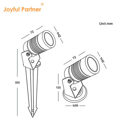 スパイクまたはアルミのマウントベースを持つ小型LEDガーデンスポットライト