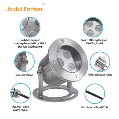 水中のLEDライト 3x3W RGB 3in1ステンレス鋼 316SS IP68 12V-24V 景観用低電圧スポットライト