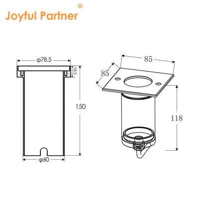 LEDグラウンドライト DC24V AC220V COB LED アルミニウム 正方形 304SS フロントカバー ガーデン用