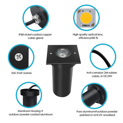 COB LED内面照明 防光 IP67 防水 6W 12V/24V 方形 丸い形 アルミホイジング