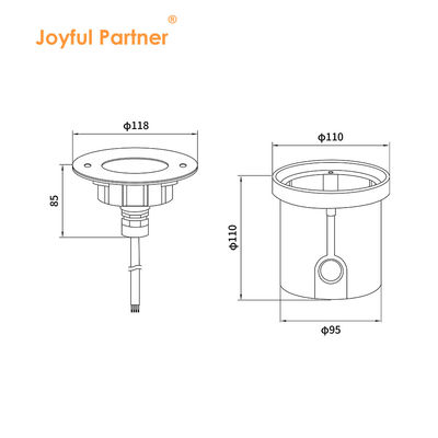 DIA 118mm IP68 304ステンレス鋼 ホットホワイト アンダーウォーター LEDライト 3W DC24v プラスチックマウントリーフ