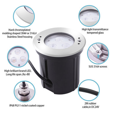 DIA 118mm IP68 304ステンレス鋼 ホットホワイト アンダーウォーター LEDライト 3W DC24v プラスチックマウントリーフ