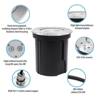 防水水水中 LEDライト ステンレス鋼 316 DC24V IP68 RGBW 4in1 アシメトリックレンズ