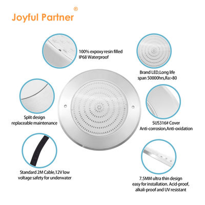 水中の LED プールライト 316 ステンレス 鋼 18W 25W SMD2835 超薄樹脂 RGB色