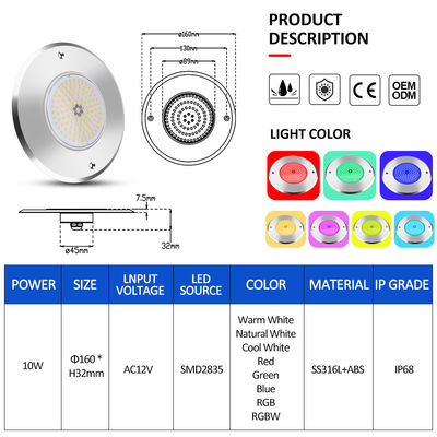 IP68 LED PAR56 プールライト カラー変更 12V 6W 樹脂で満たされた 防水 Wifi RF リモコン