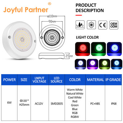 AC12V 潜水式 IP68 RGB スイッチ コントロール 15W 樹脂で満たされた表面に搭載