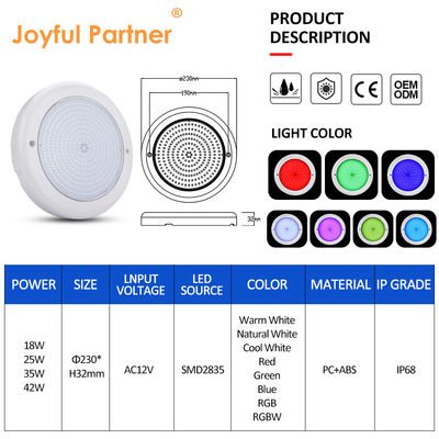 ジョイフルプールのライト 12v ACアップグレード SMDチップ RGB カラー IP68 すべてのPC コンクリートプールのデザイン