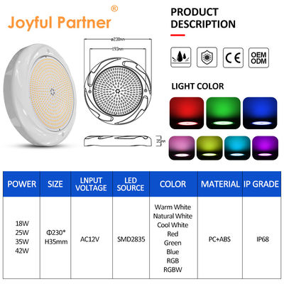 35W LEDプール照明 コンクリートプール用 SPA 230*35mm ABS素材 AC12V RGB RGBW