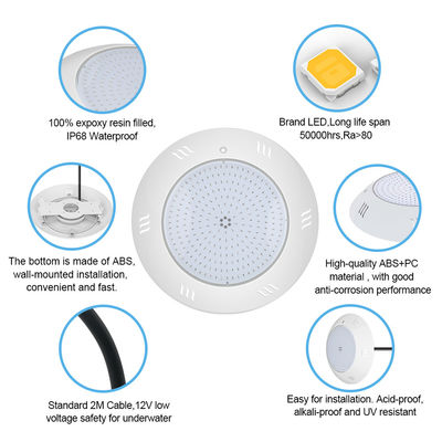 壁掛け IP68 水下ライト 多彩 リモコン 泳池 LED ライト ABS ハウジング