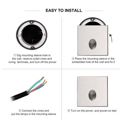 スマートLED壁ランプ IP65 アルミ 身体 方形 DC 24v 1w 2w 3w LED階段ライト