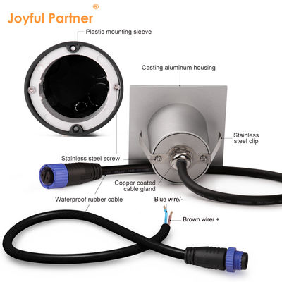 スマートLED壁ランプ IP65 アルミ 身体 方形 DC 24v 1w 2w 3w LED階段ライト