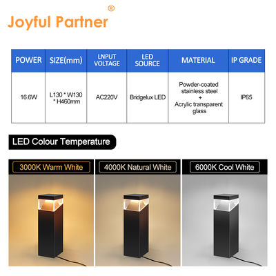 ガーデン LED 芝生ライト ボラードライト ステンレス鋼材 AC 220V 抗UV 正方形 IP65 中庭用