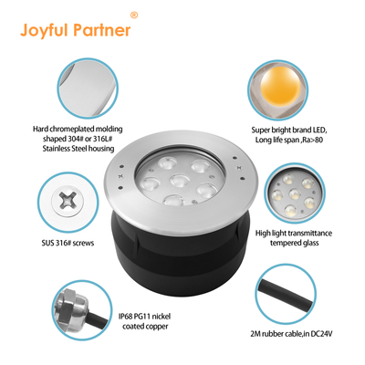 24 ウォルト 6W 12W ステンレス 鋼 316 LED 水下灯 涼しい白色 プラスチック装着袖 プール