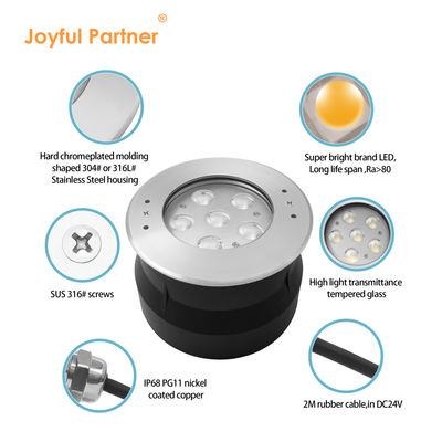 室外プールライト DC24V 12W RGB クリアグラス 316 ステンレス鋼 IP68 メンテナンスのプロジェクト