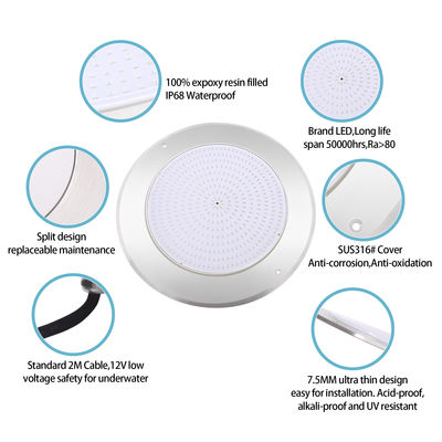 IP68 LED PAR56 プールライト RGB 色変更 12VDC AC 35W DIA 280mm SMD2835 432個 カラーパッケージ付き