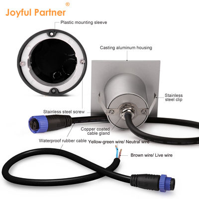 丸いLED階段ライト 1W 2W 鋳型アルミホイジング 壁に設置された屋外廊下