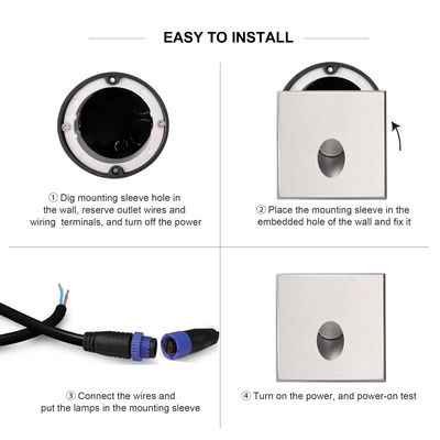 丸いLED階段ライト 1W 2W 鋳型アルミホイジング 壁に設置された屋外廊下