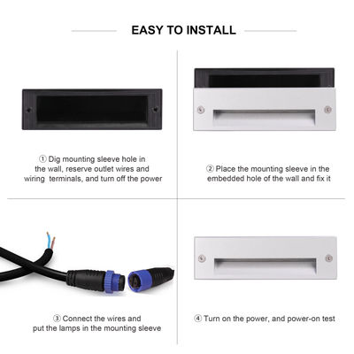 IP65 3W LEDステップランプ 埋込型 145*45mm Osram SMD LED 単色 アルミニウム ガラス クリップ付き