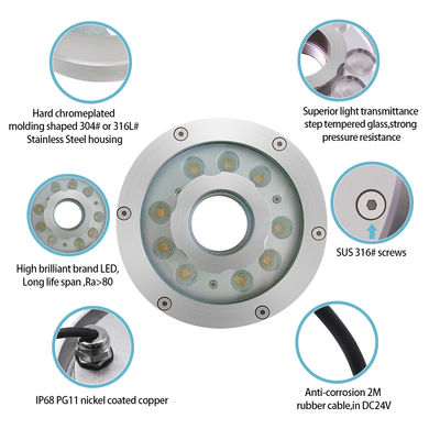 DC24V 防水 RGB LED リング 色彩のあるノズルランプ 水下光源 9W & 27W IP68 評価