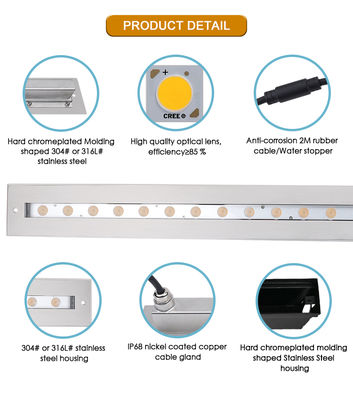 Underwater Linear Light High Brightness IP68 Waterproof RGB Warm White Recessed Mounted DC24V for Enhanced Visibility