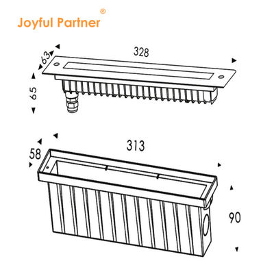 Linear Underwater Led Lamp 316 Stainless Steel Front Cover IP68 High Lumen 328mm Length for Waterfall