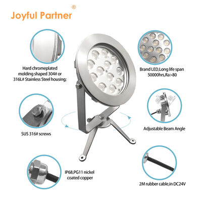 LED RGB池ライト OEM CE ROHS認証 ステンレス鋼316 IP68 12x2W