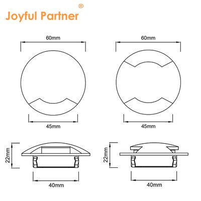 サイドビュー 地下ランプ 12V-24V DC IP67 アルミニウムハウジング DIA60MM 1 2 サイド