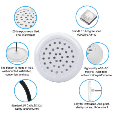 水中プールライト 12Volt インプット ABS素材 防水 3in1RGB 変色 SMD 5050 LED