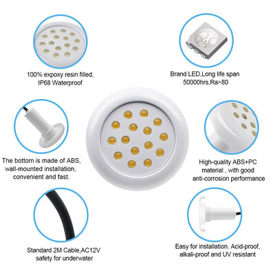 AC12V プラスチックプールライト 6W 樹脂で満たされた 100% IP68 水中使用