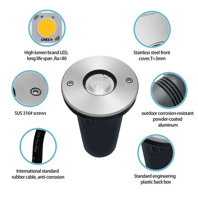 LED In-Ground Lights Anti-Glare 1W 24V DC Warm White 3000K With Honeycomb Design