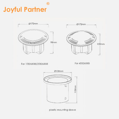 駐車場用、ドライブオーバーライト、ステンレス製フロントカバー、8W CREE COB LED、単色3000K、直径172mm
