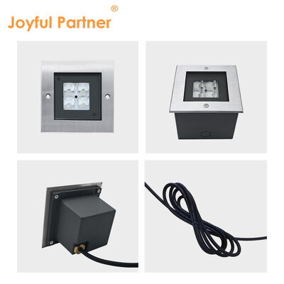 スクウェアLED地下灯 24V 8W 3000K 316 ステンレスステール 面板 ABS袖付き