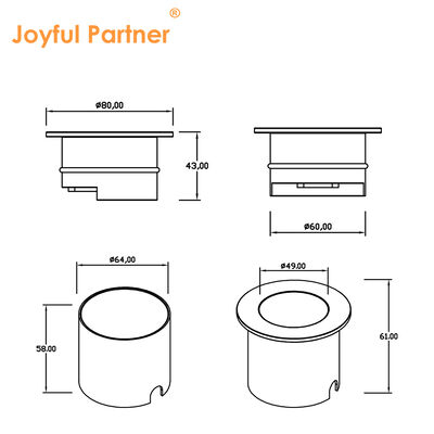 LED屋外埋込型ライト 316ステンレススチール製フロントカバー 防水IP67 4W Cree LED 直径80MM