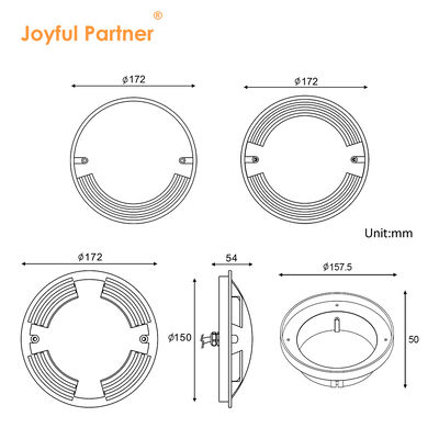 サイドエミティングイングラウンドライトステンレス鋼カバー 10W OSRAM SMD DIA 172MM ABSマウティング袖付き