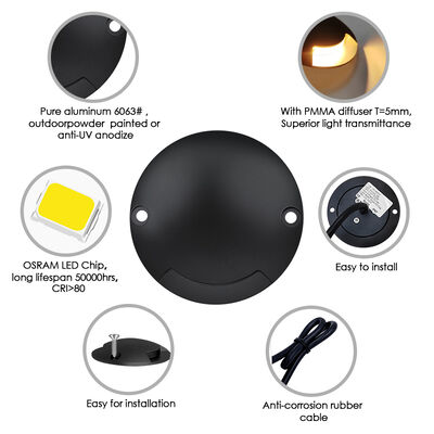 IP65 Rated 1W LED Underground Deck Light Outdoor Step Driveway Lighting 12V Inground Uplights for Road Use