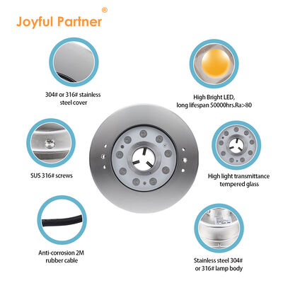 Led Fountain Light IP68 Waterproof DC12V 9W 18W Customized RGBW For Spa Pond