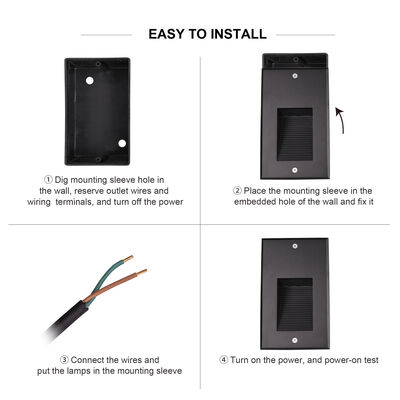 LED Recessed Outdoor Wall Light 2W IP65 With Mounted Sleeve Ra85 Optical Lens AC100-240V