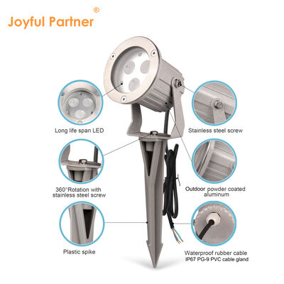 IP65 LED ガーデンスポットライト アルミ GU10 ランプ 0.5M 外部通路照明用ケーブル